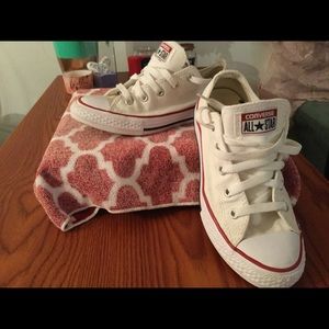 White (red & blue strip) Converse